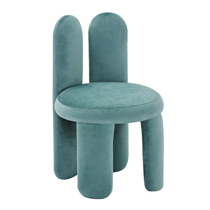 Flore Velvet Kids Chair with Bunny Ears in Seafoam Green, featuring a plush teal-green velvet seat, tubular legs, and whimsical bunny-shaped backrest, perfect for adding playful elegance to a child's room.