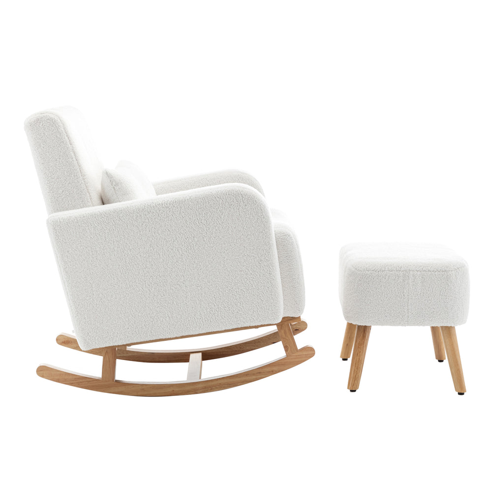 Gamila Boucle Rocking Chair with Ottoman in Cream White Luxo Living — free download
