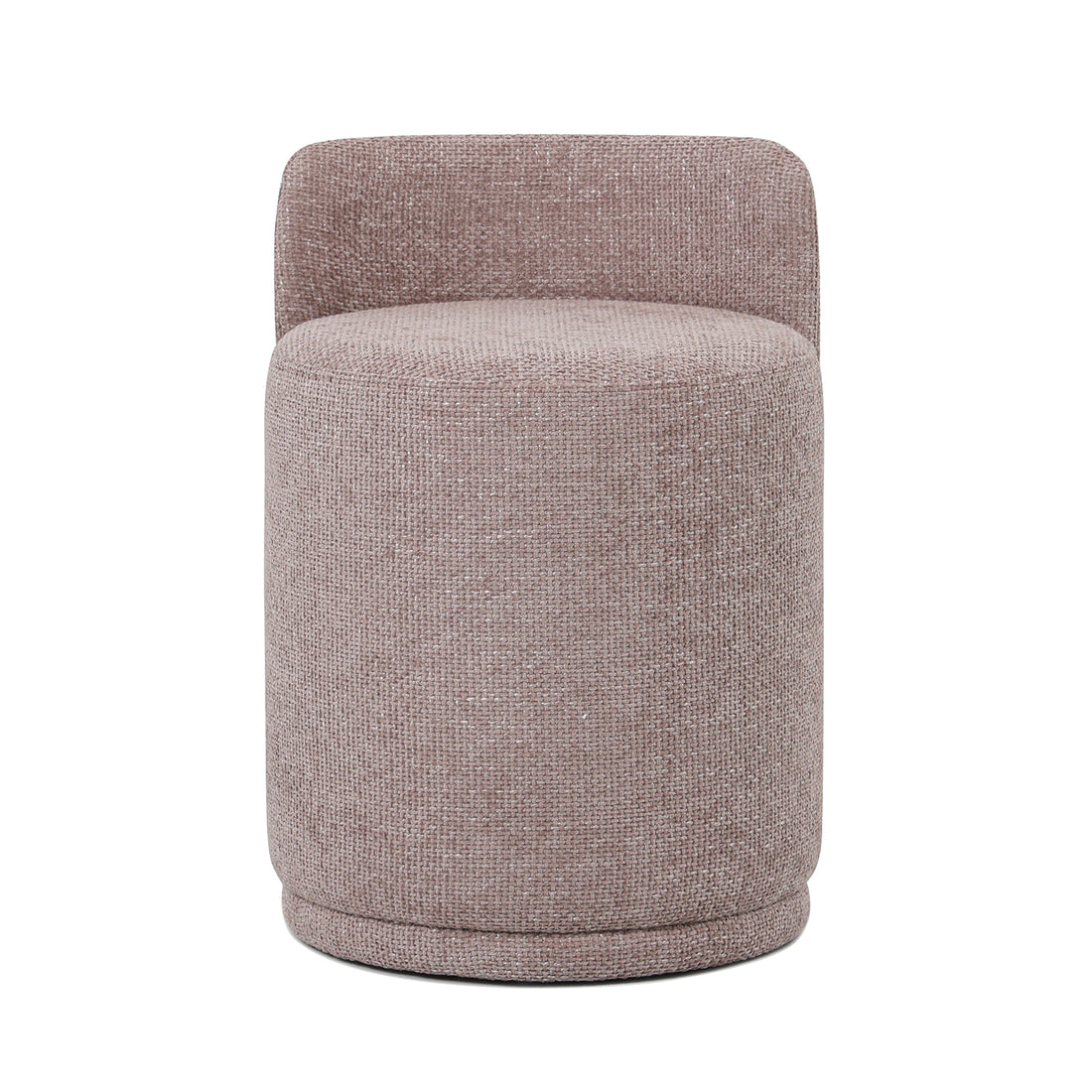 Close-up of the Hiboa Chenille Ottoman Stool in Light Pink, showcasing its plush chenille upholstery and thick cushioning, perfect for use as a seat, footrest, or compact side table.