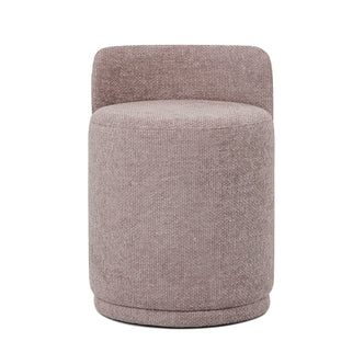 Close-up of the Hiboa Chenille Ottoman Stool in Light Pink, showcasing its plush chenille upholstery and thick cushioning, perfect for use as a seat, footrest, or compact side table.