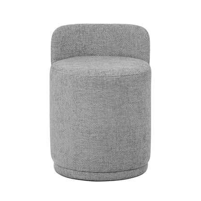 Hiboa Chenille Ottoman Stool Warm Grey, showcasing plush chenille upholstery and a sturdy design. Ideal for seating or as a footrest, offering elegance and comfort in various settings.