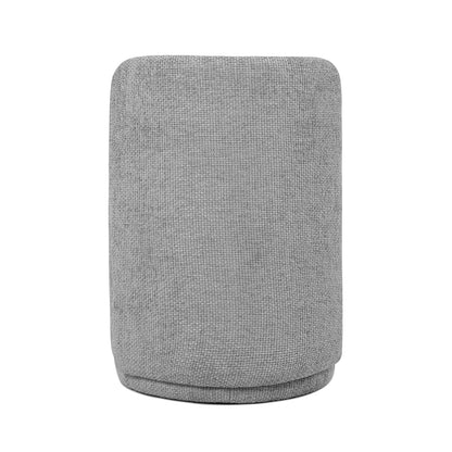 Close-up of the Hiboa Chenille Ottoman Stool in Warm Grey, highlighting its soft chenille texture and plush cushioning, designed for comfort and elegance in any room.