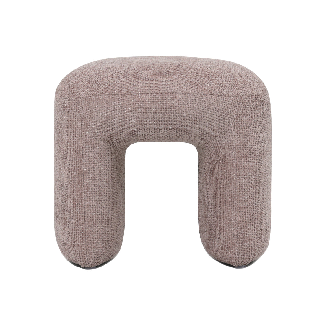 Close-up of the Hirokoz Chenille Ottoman Stool in Light Pink, highlighting its plush Fresh Foam cushion and textured chenille fabric, designed atop a durable solid wood frame.