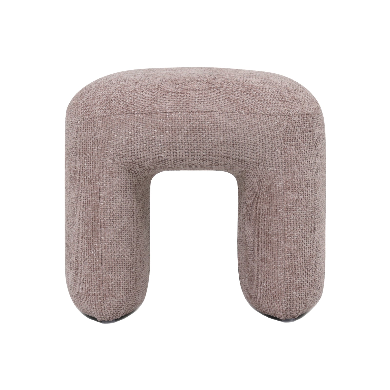 Close-up of the Hirokoz Chenille Ottoman Stool in Light Pink, highlighting its plush Fresh Foam cushion and textured chenille fabric, designed atop a durable solid wood frame.