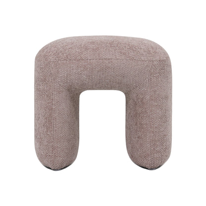 Close-up of the Hirokoz Chenille Ottoman Stool in Light Pink, highlighting its plush Fresh Foam cushion and textured chenille fabric, designed atop a durable solid wood frame.