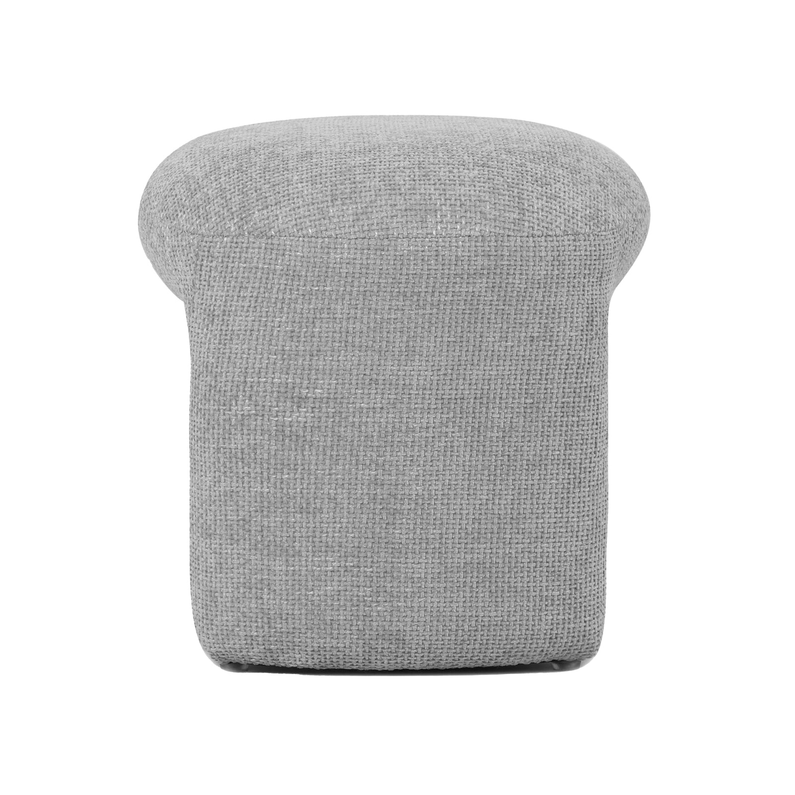 Close-up of the Hirokoz Chenille Ottoman Stool in Warm Grey, showcasing its plush chenille fabric and sturdy build, perfect for enhancing comfort and style in any living space.