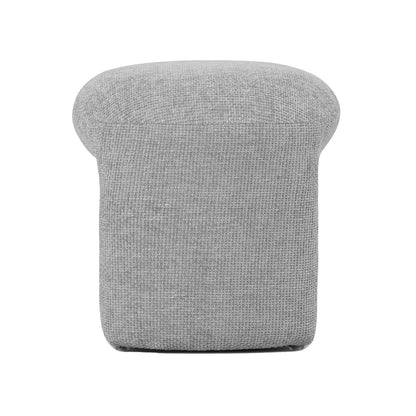 Close-up of the Hirokoz Chenille Ottoman Stool in Warm Grey, showcasing its plush chenille fabric and sturdy build, perfect for enhancing comfort and style in any living space.