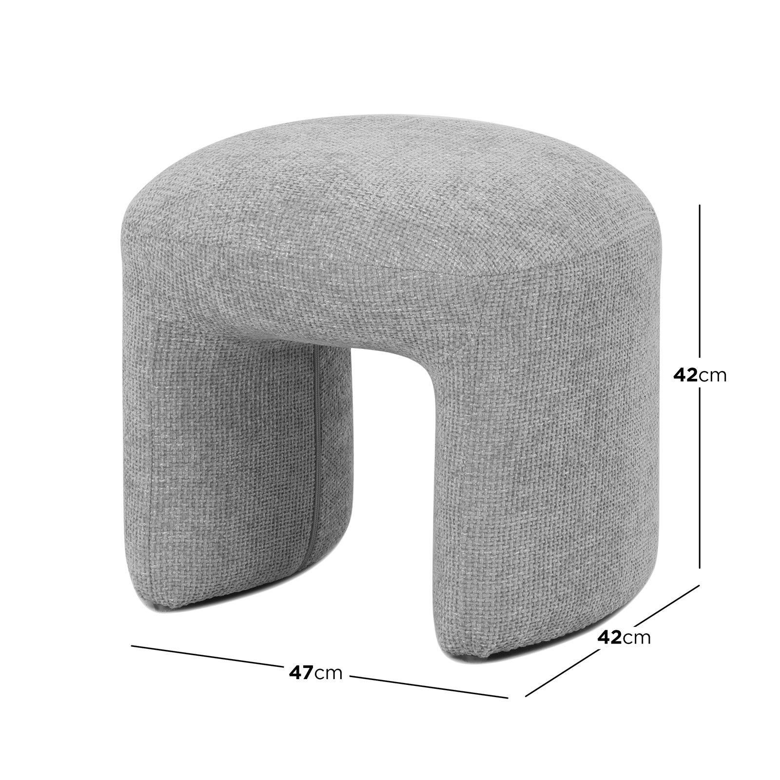 Hirokoz Chenille Ottoman Stool Warm Grey, featuring plush chenille fabric and a sturdy wood frame. Perfect for use as a footrest or seating, adding elegance to any room.