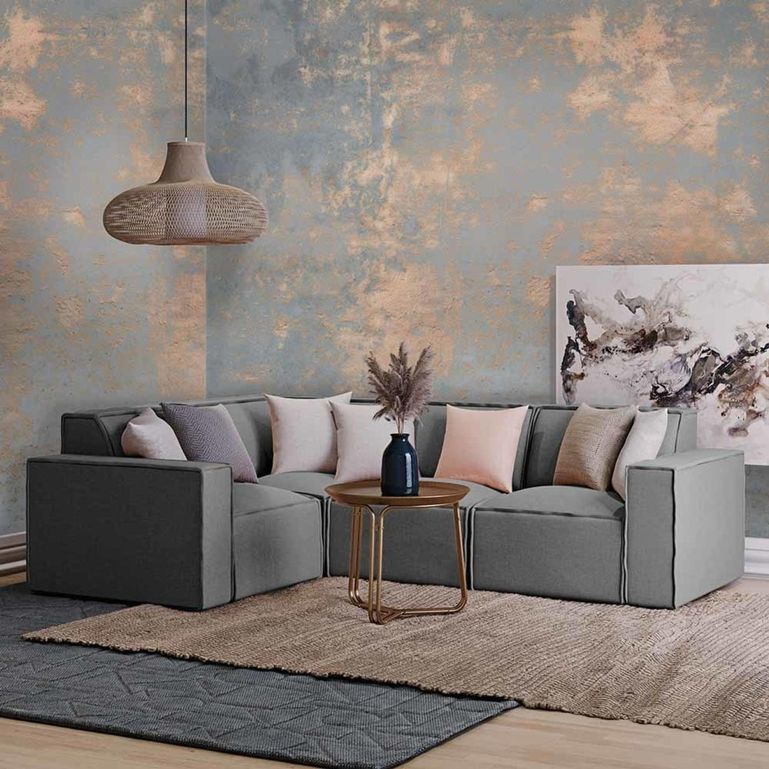 Ivanna Fabric Corner Modular Sofa - Grey