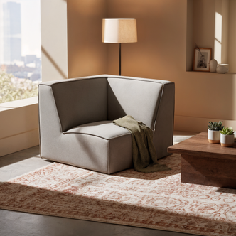 Ivanna Corner Modular Fabric Sofa Piece in Grey