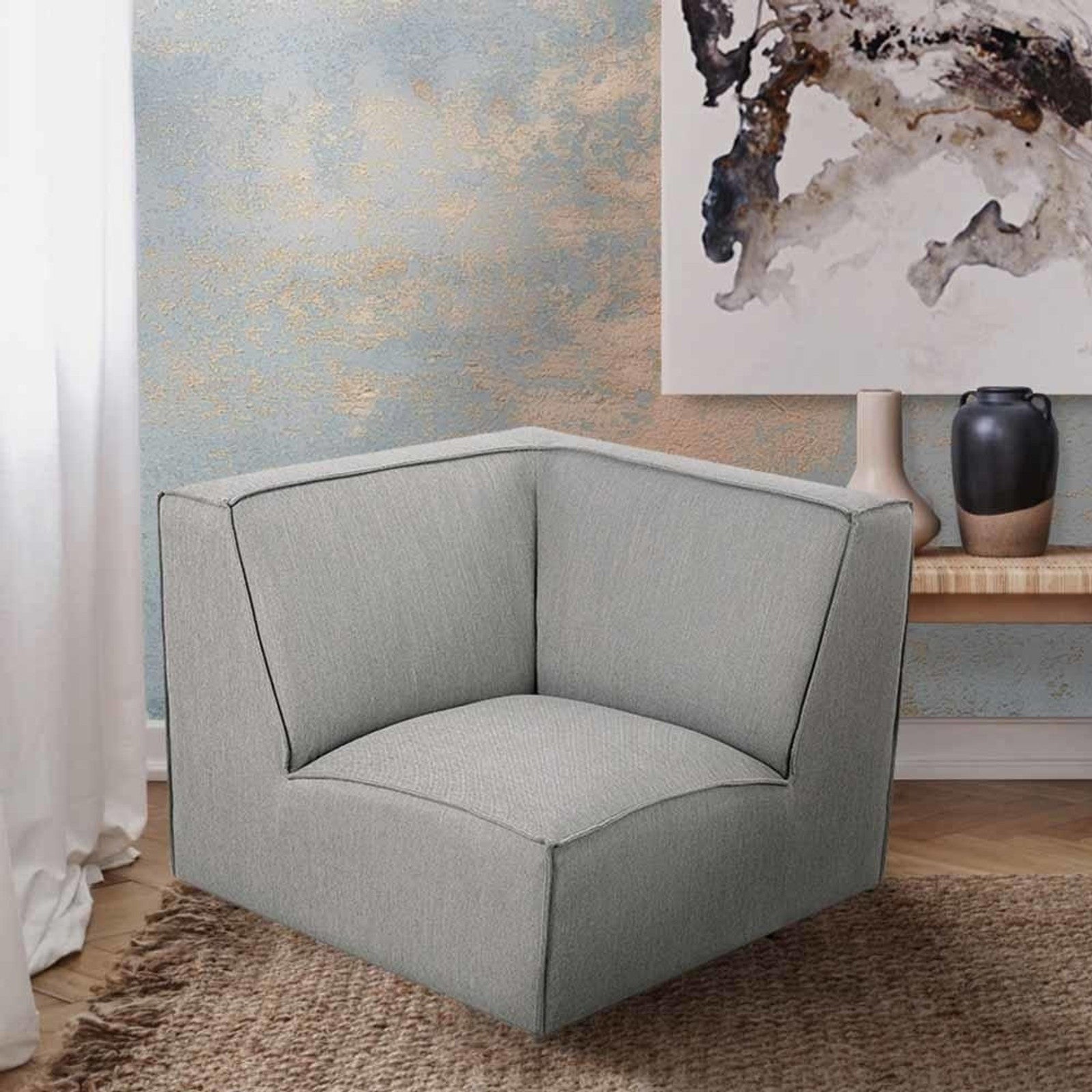 Ivanna Fabric Corner Modular Sofa - Grey-Lifestyle