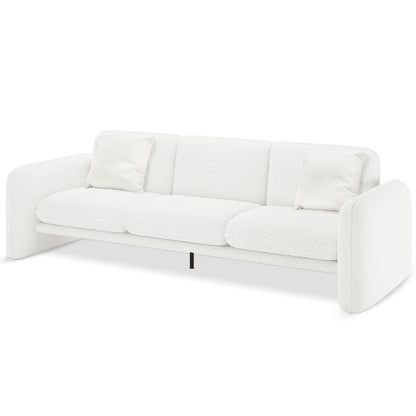Ivano 4 Seater Boucle Upholstered Sofa - Cream White