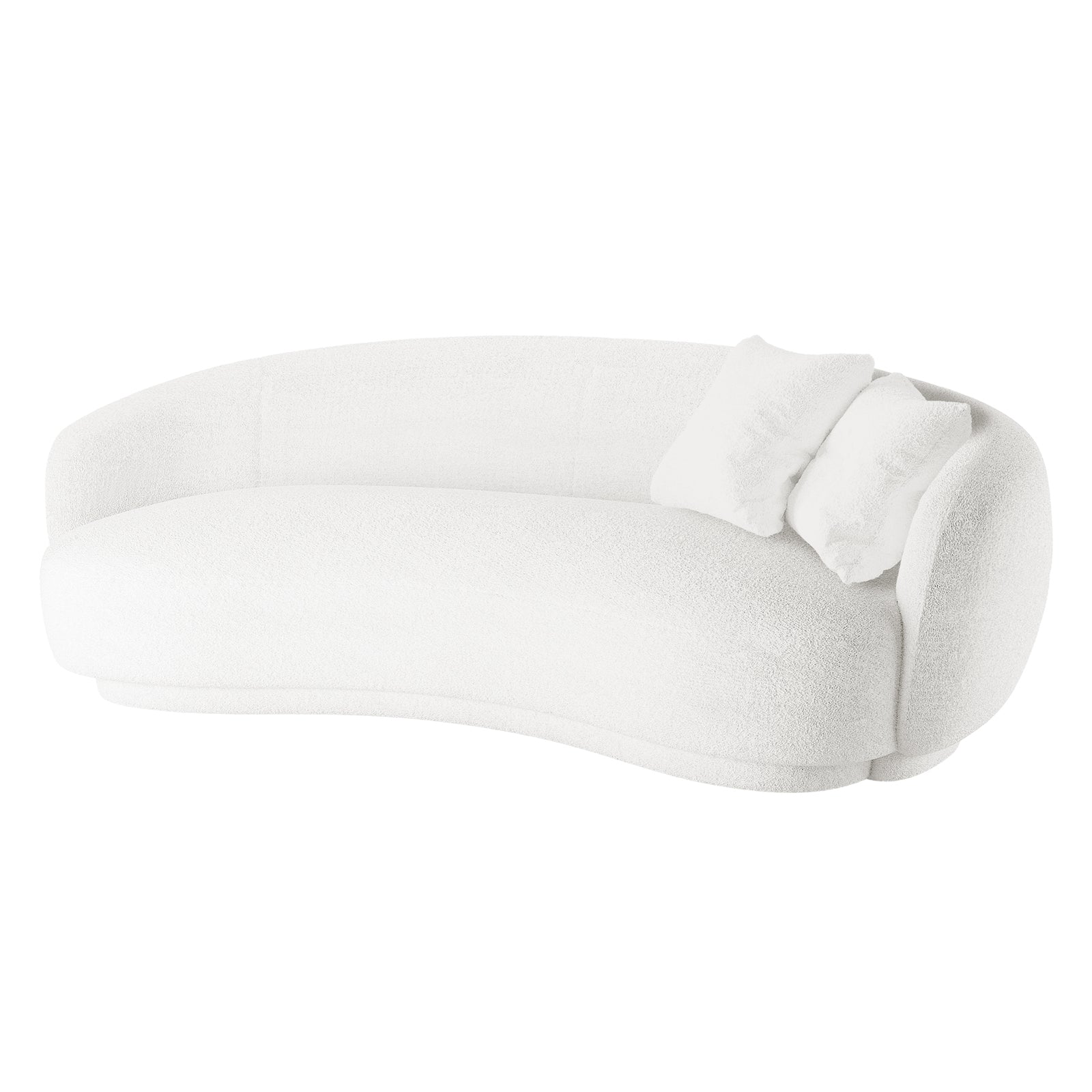 Janelle 191cm Curved Boucle 3 Seater Sofa in Cream White