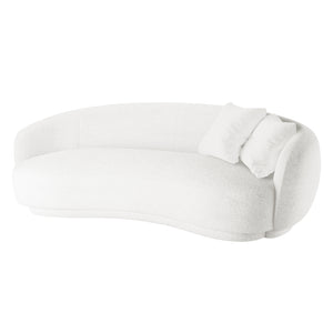 Janelle 213cm Curved Boucle 3.5 Seater Sofa in Cream White