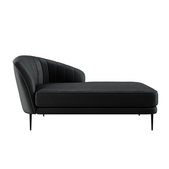 Kaj Velvet Daybed with Right Armrest in Black