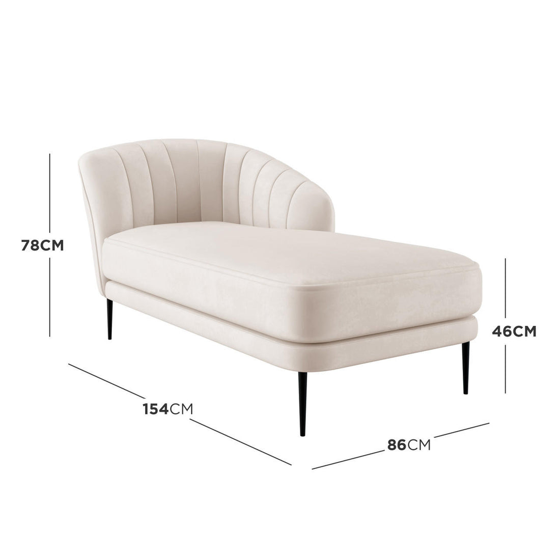 Kaj Velvet Daybed - Right Armrest - Cream