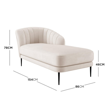 Kaj Velvet Daybed - Right Armrest - Cream