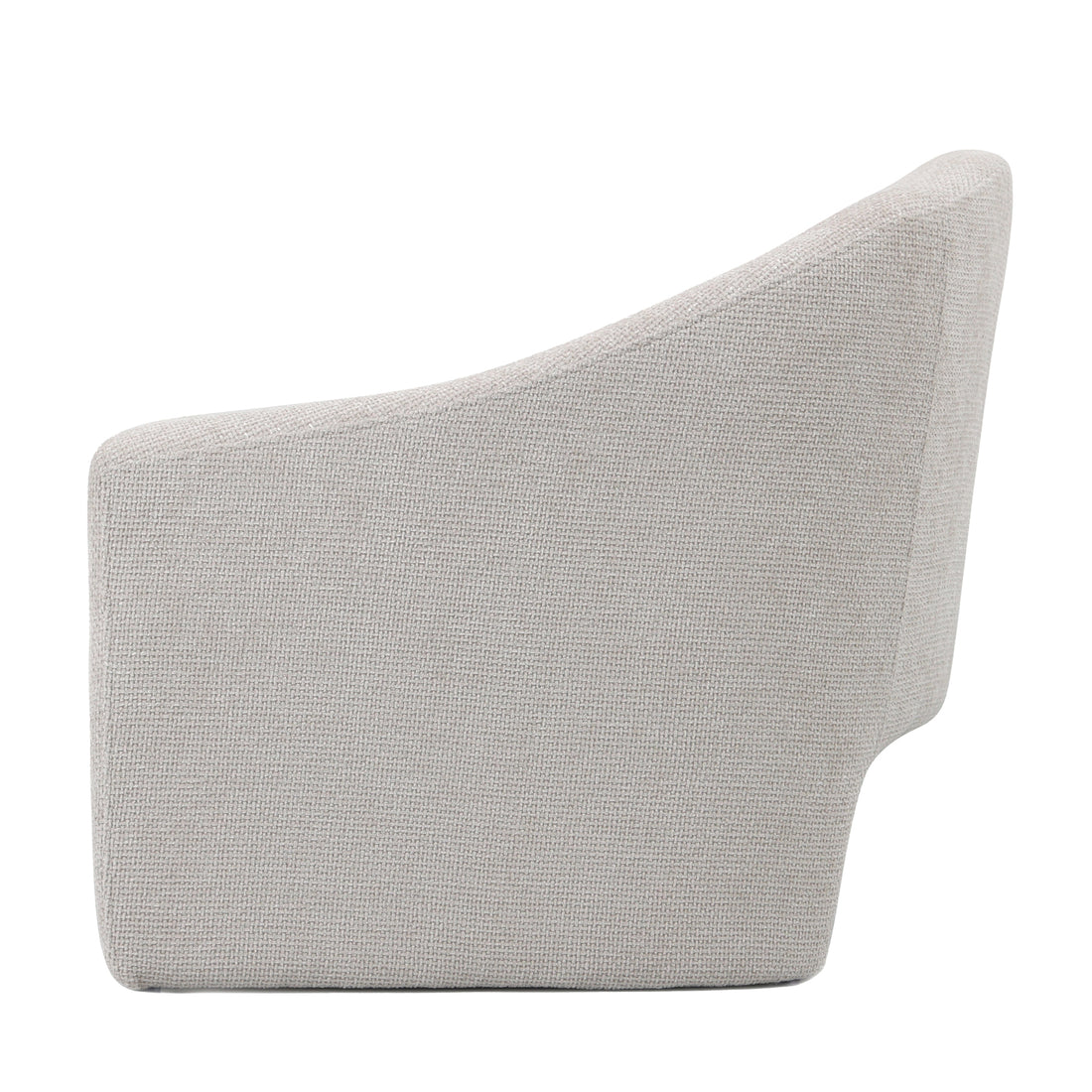 Kotrina Linen Chenille Accent Armchair features a curved, elegant design with soft, textured fabric, showcasing deep seating and plush cushioning for ultimate comfort and modern style.