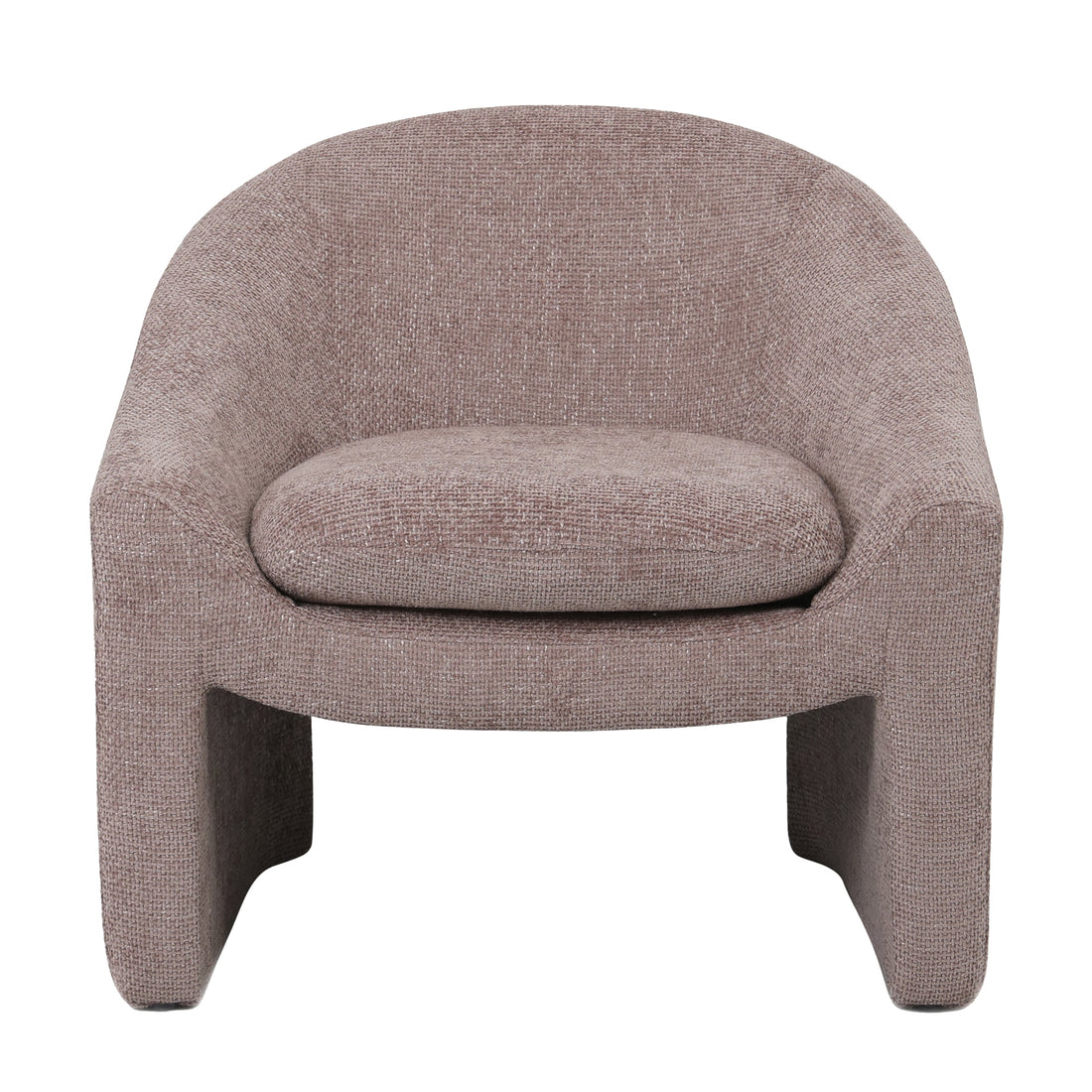 Kotrina Linen Chenille Accent Armchair Light Pink features a close-up view of its soft, textured chenille upholstery and elegantly curved armrests, highlighting the chair's plush cushion and modern design.