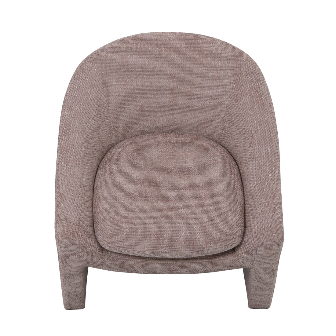 Kotrina Linen Chenille Accent Armchair Light Pink, showcasing a curved silhouette with plush deep seating and textured chenille upholstery, offering elegant comfort and support for a modern living space.