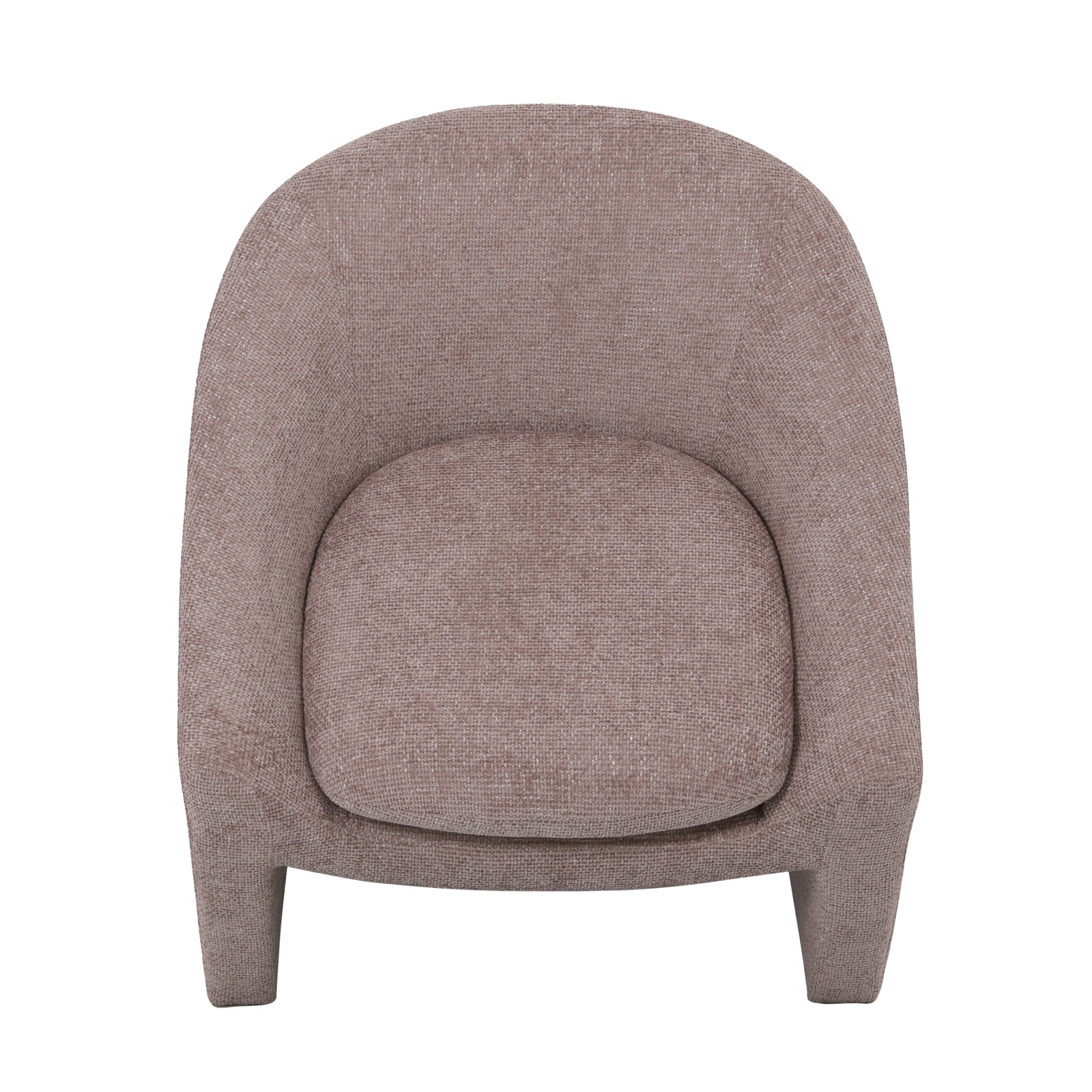 Kotrina Linen Chenille Accent Armchair Light Pink, showcasing a curved silhouette with plush deep seating and textured chenille upholstery, offering elegant comfort and support for a modern living space.