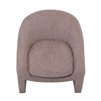 Kotrina Linen Chenille Accent Armchair Light Pink, showcasing a curved silhouette with plush deep seating and textured chenille upholstery, offering elegant comfort and support for a modern living space.