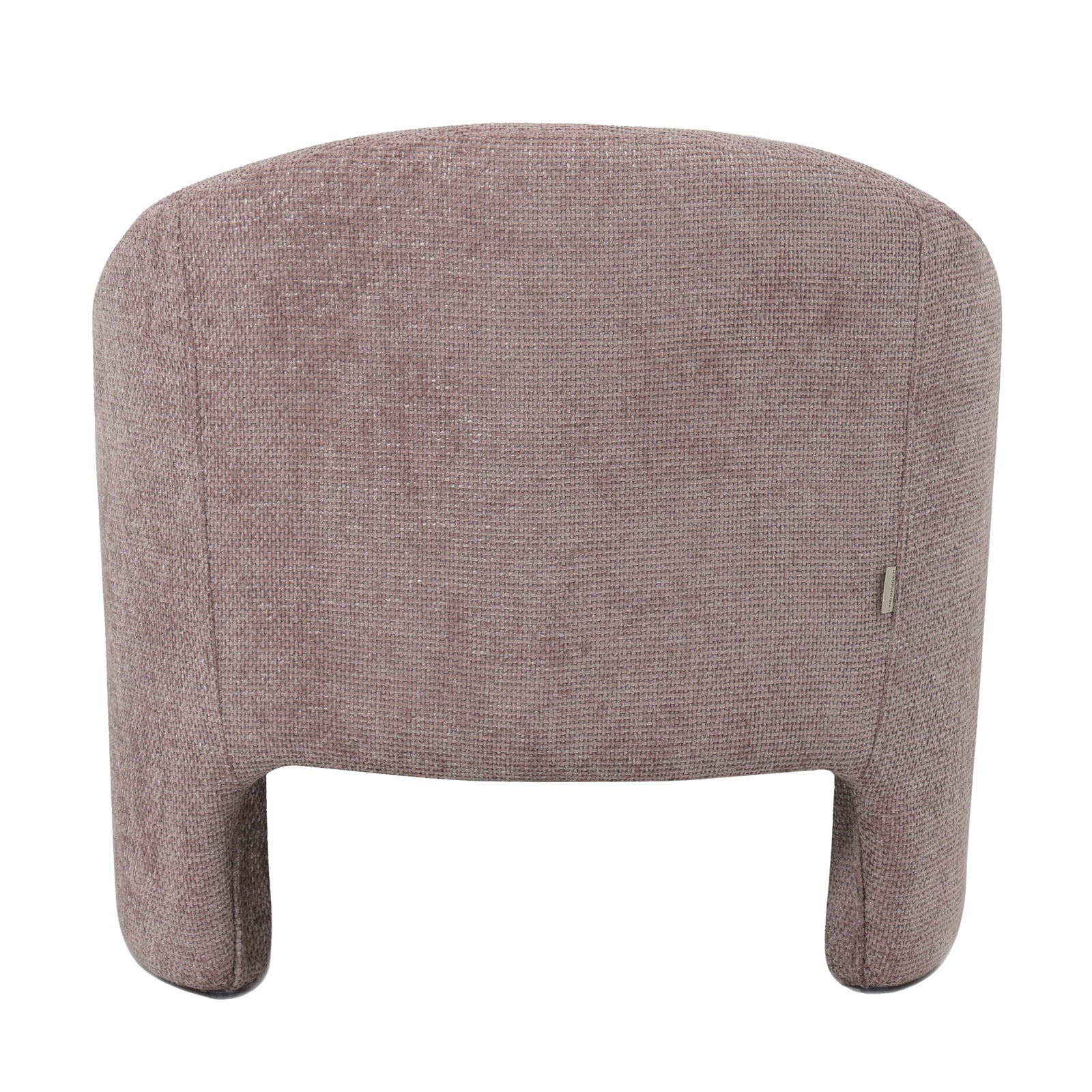 Kotrina Linen Chenille Accent Armchair Light Pink, showcasing a curved backrest and plush cushion, wrapped in soft, textured chenille fabric. Features deep seating and a sleek, supportive design.