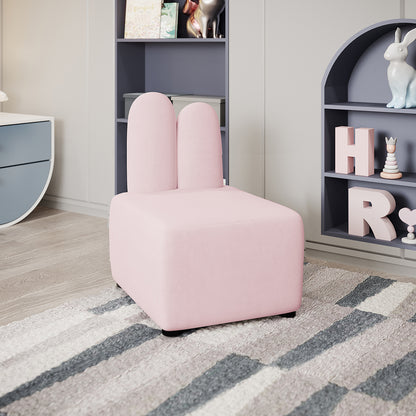 Lenore Velvet Plush Bunny Cushioned Kids Chair with bunny ears, featuring a plush velvet fabric and a whimsical design, perfect for adding charm and comfort to a child's room.