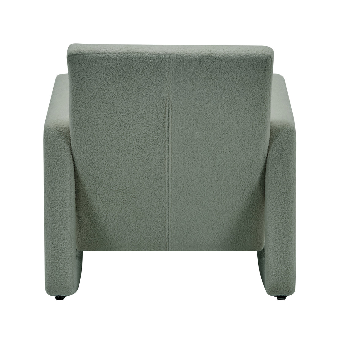 Ligeia Boucle Padded Rocking Chair in Mint Green, featuring a modern, boxy design with tall backrest and squared-off arms, upholstered in textured bouclé fabric, highlighting its plush, inviting appearance.