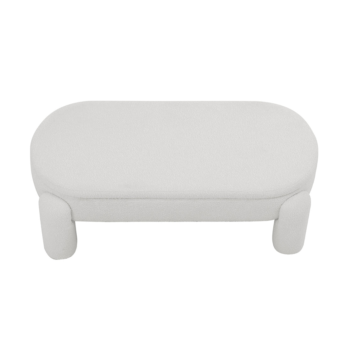 Lonea Bouclé Upholstered Bench w/ Storage Eggshell White, featuring luxurious boucle fabric and a hidden storage compartment, highlighting its sleek design and sturdy wood frame, perfect for modern interiors.