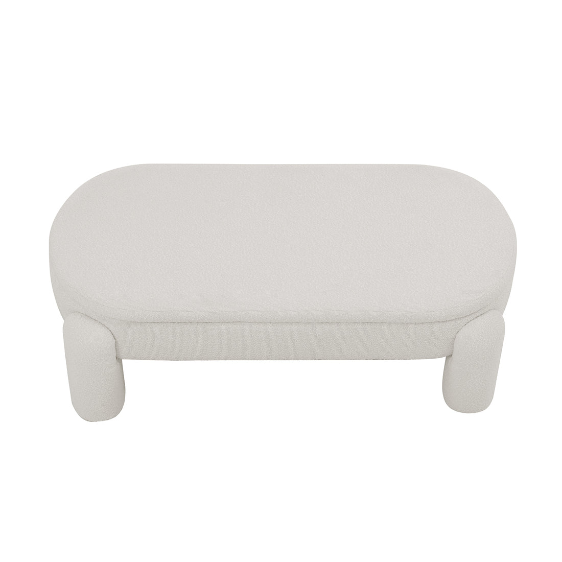 Close-up of the Lonea Bouclé Upholstered Bench with Storage showcasing its luxuriously textured fabric, plush padding, and sleek design, emphasizing its modern aesthetic and functional storage feature.