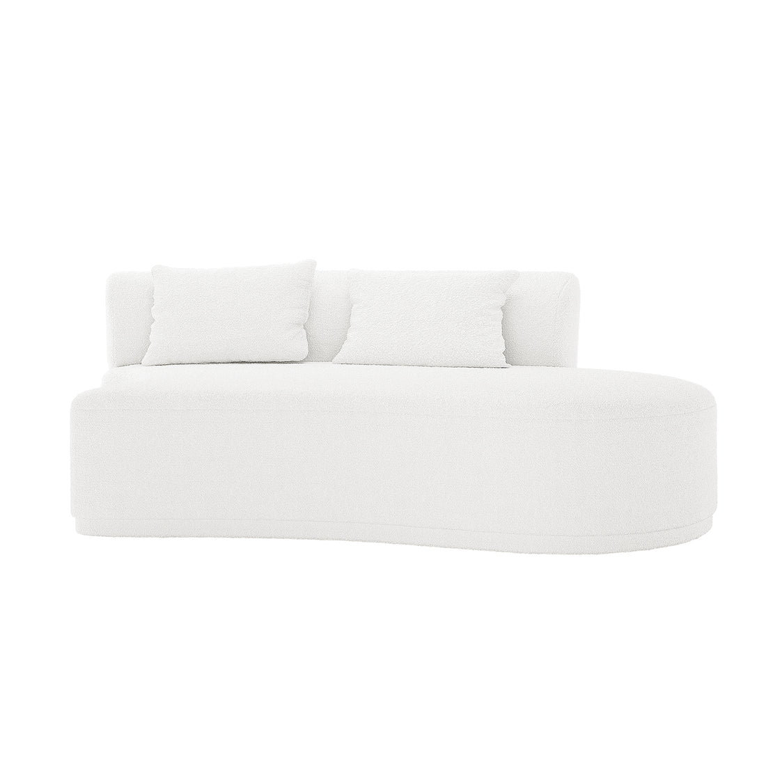 Lyana 7 Seater Boucle Sofa Set in Cream White features a modern, gently curved seat base with two matching back cushions, offering a chic and sophisticated look for any living space.