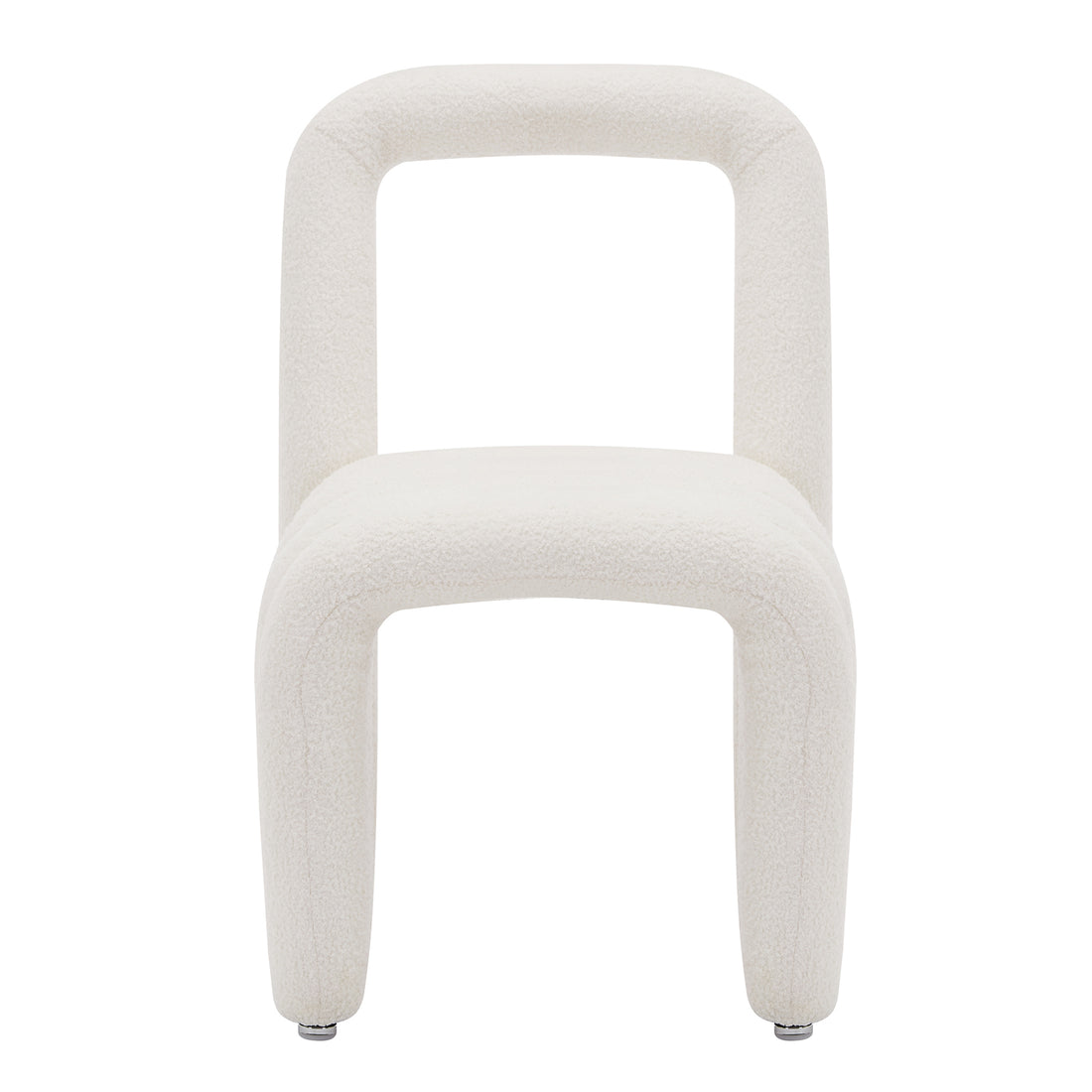 Lycus Boucle Cushioned Metal Frame Accent Chair with sleek curved back and long legs, showcasing modern design and comfort.