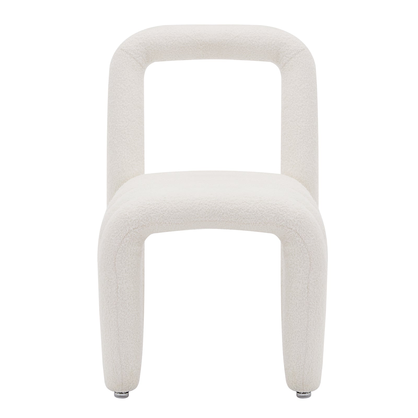 Lycus Boucle Cushioned Metal Frame Accent Chair with sleek curved back and long legs, showcasing modern design and comfort.