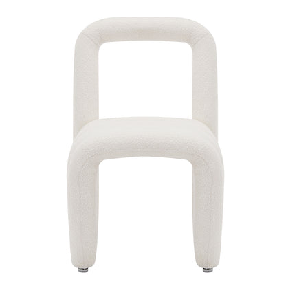 Lycus Boucle Cushioned Metal Frame Accent Chair with sleek curved back and long legs, showcasing modern design and comfort.