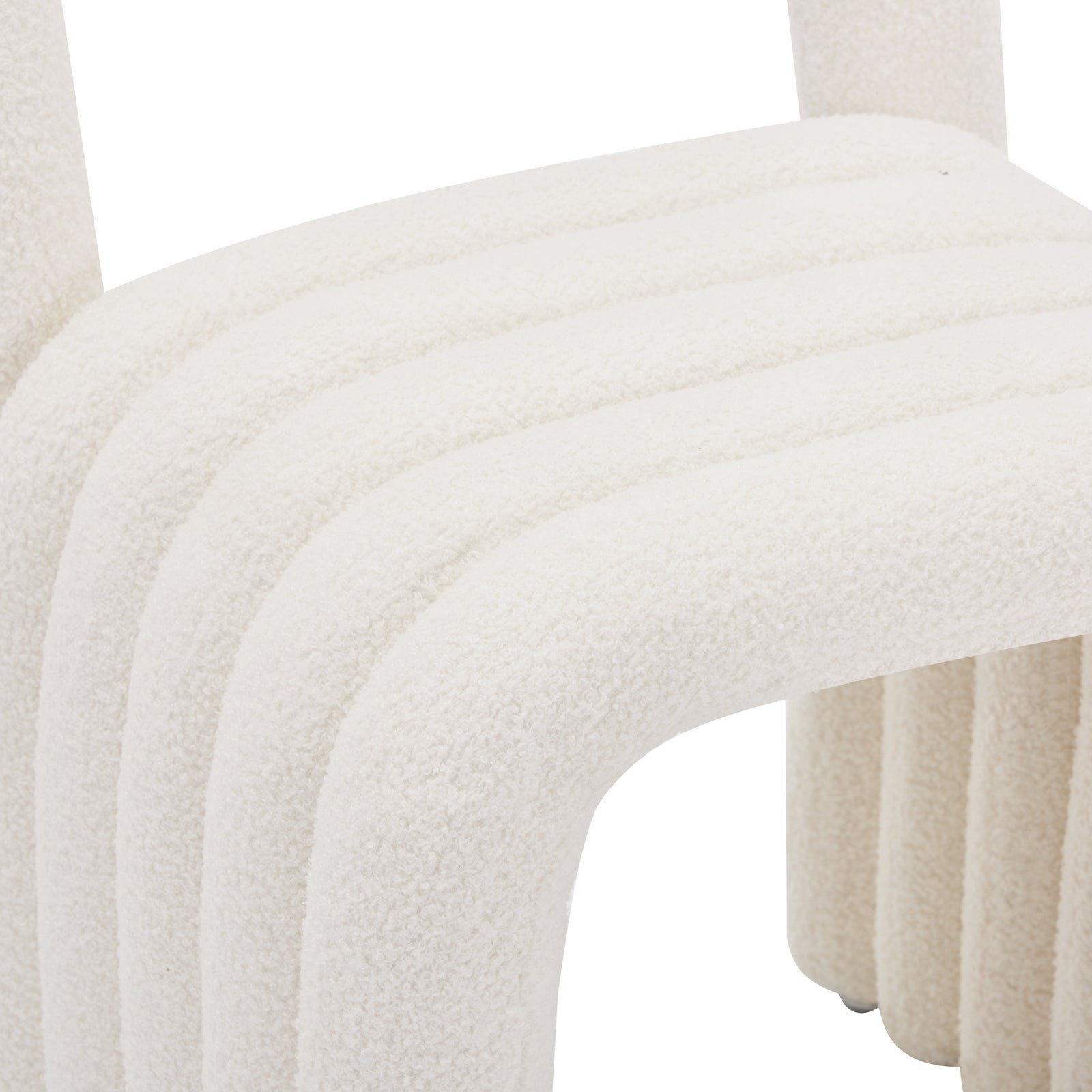 Lycus Boucle Cushioned Metal Frame Accent Chair Cream White, featuring a sleek metal frame and plush, high-density foam cushion, elegantly designed for comfort and style, perfect for modern living spaces.