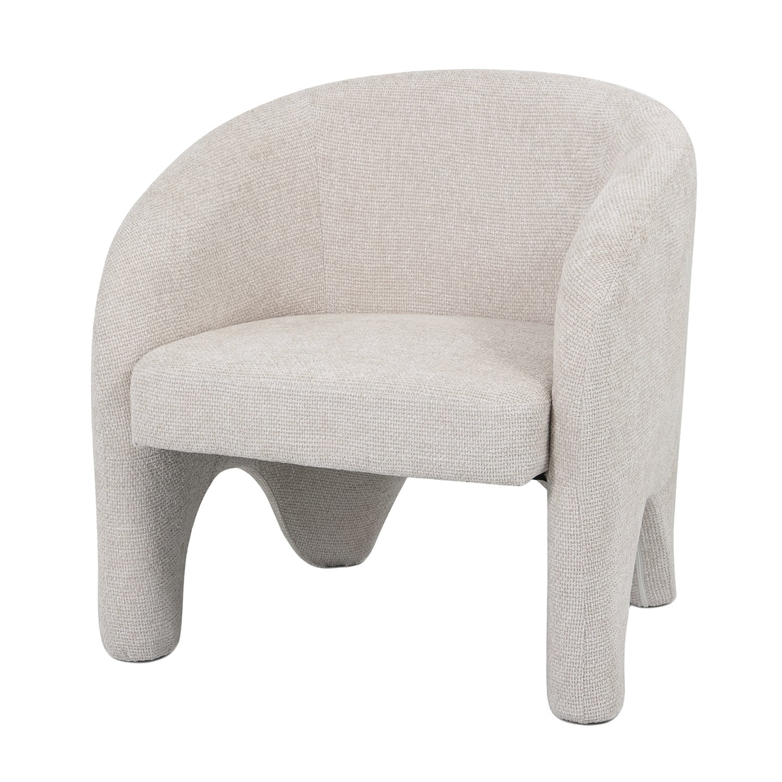 Marlona Linen Chenille Accent Armchair features plush chenille fabric and a cushioned seat with a curved silhouette, supported by a sturdy solid wood frame. Ideal for stylish, comfortable seating.