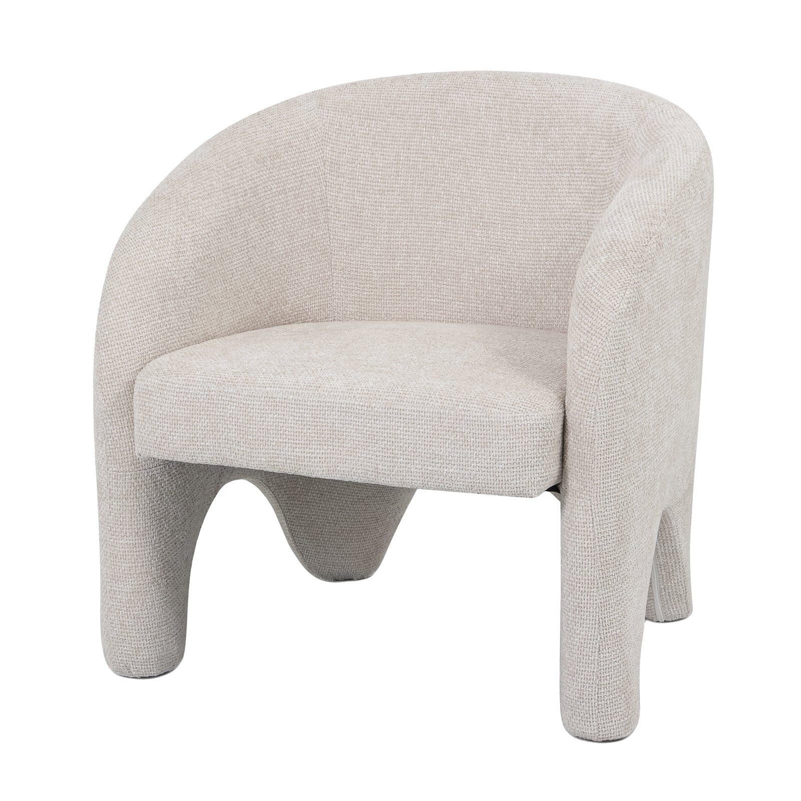 Marlona Linen Chenille Accent Armchair features plush chenille fabric and a cushioned seat with a curved silhouette, supported by a sturdy solid wood frame. Ideal for stylish, comfortable seating.