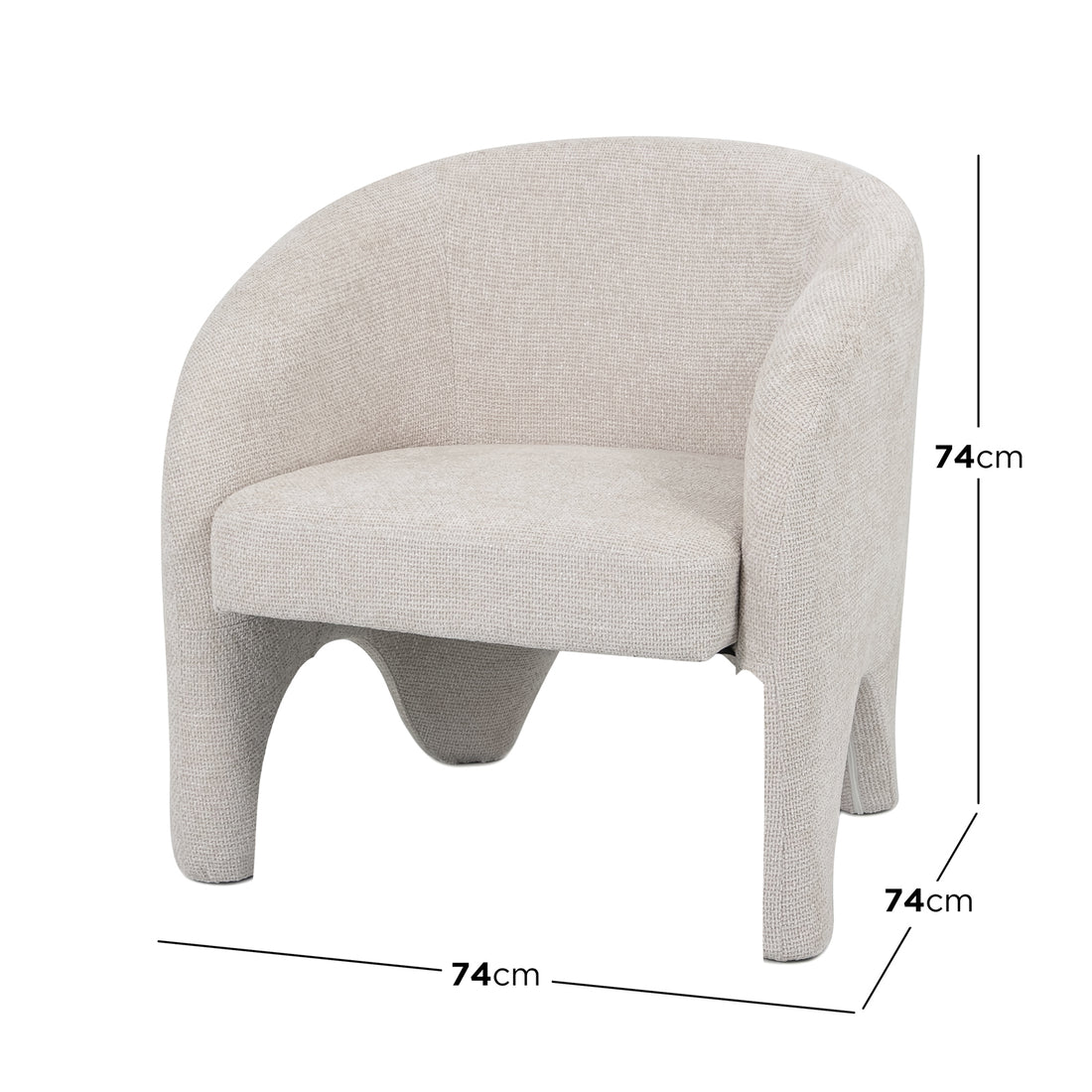 Marlona Linen Chenille Accent Armchair features a plush, curved silhouette, cushioned seat, and sturdy wood frame, embodying modern elegance and comfort. Ideal for living room or bedroom spaces.