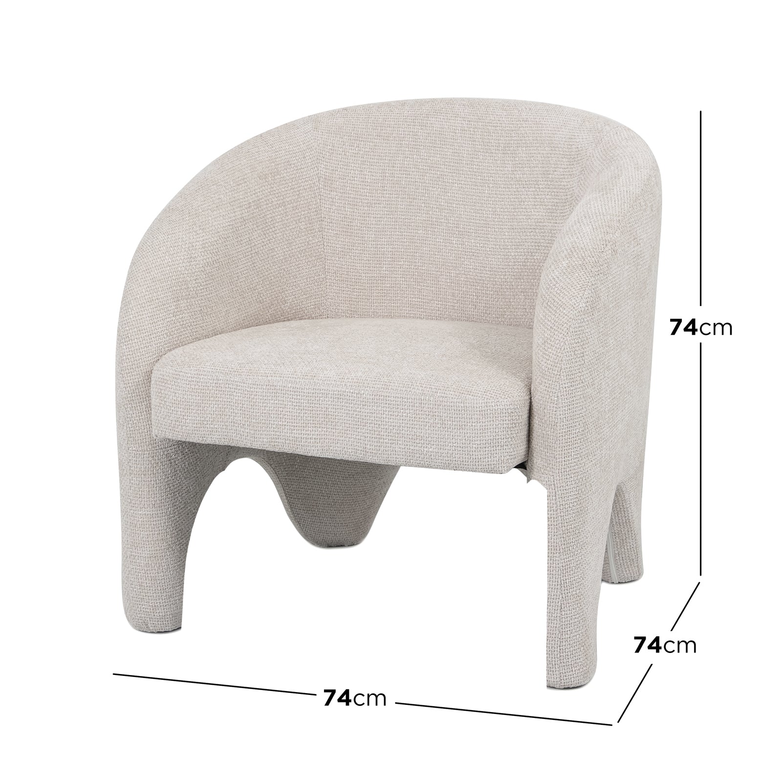 Marlona Linen Chenille Accent Armchair features a plush, curved silhouette, cushioned seat, and sturdy wood frame, embodying modern elegance and comfort. Ideal for living room or bedroom spaces.