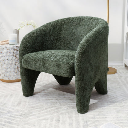 Marlona Linen Chenille Accent Armchair Olive, showcasing a plush, curved silhouette with ergonomic cushioning and solid wood frame, perfectly designed for luxurious comfort and timeless elegance in any indoor setting.