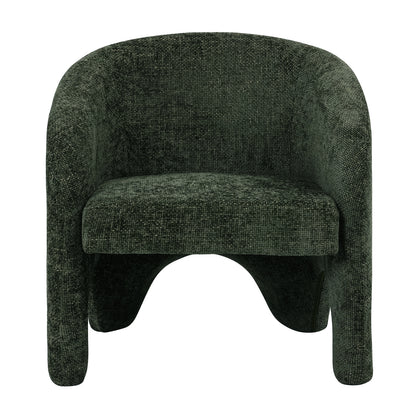 Marlona Linen Chenille Accent Armchair featuring a plush, textured chenille surface, cushioned seat, and curved silhouette. Ideal for stylish comfort in any room with its ergonomic, solid wood frame.