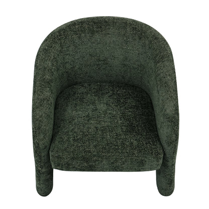 Marlona Linen Chenille Accent Armchair Olive, showcasing plush chenille upholstery, cushioned seat, and elegant curved silhouette, highlighting its timeless design and ergonomic comfort.