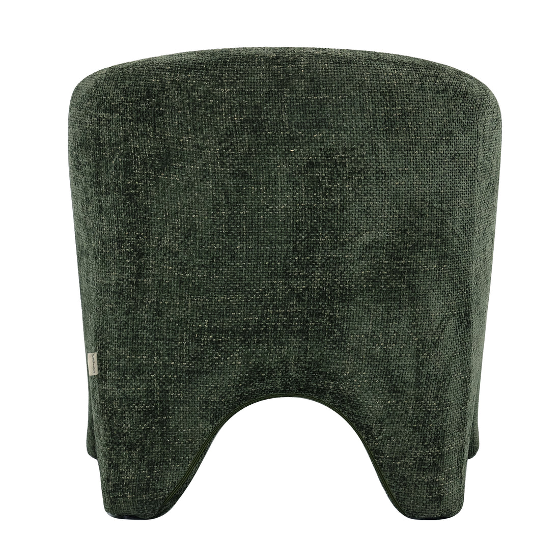 Close-up of the Marlona Linen Chenille Accent Armchair, showcasing its plush chenille fabric and ergonomic curved back. Features sturdy wood frame and plush cushioning, embodying comfort and elegance.