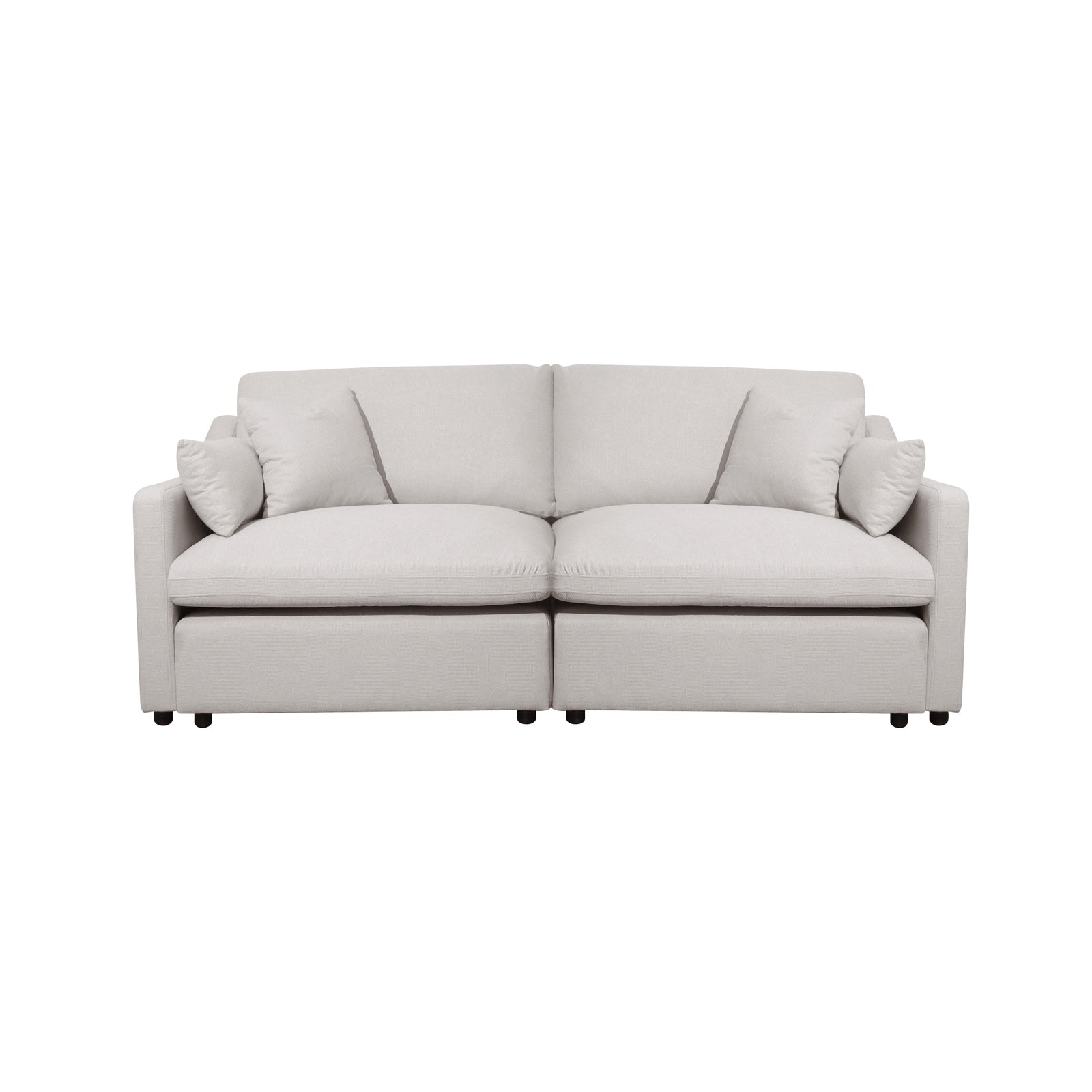 Millie 3-Seater Fabric Modular Sofa - Warm Light Grey, highlighting its plush cushioning and contemporary design, perfect for enhancing comfort and style in a modern living space.