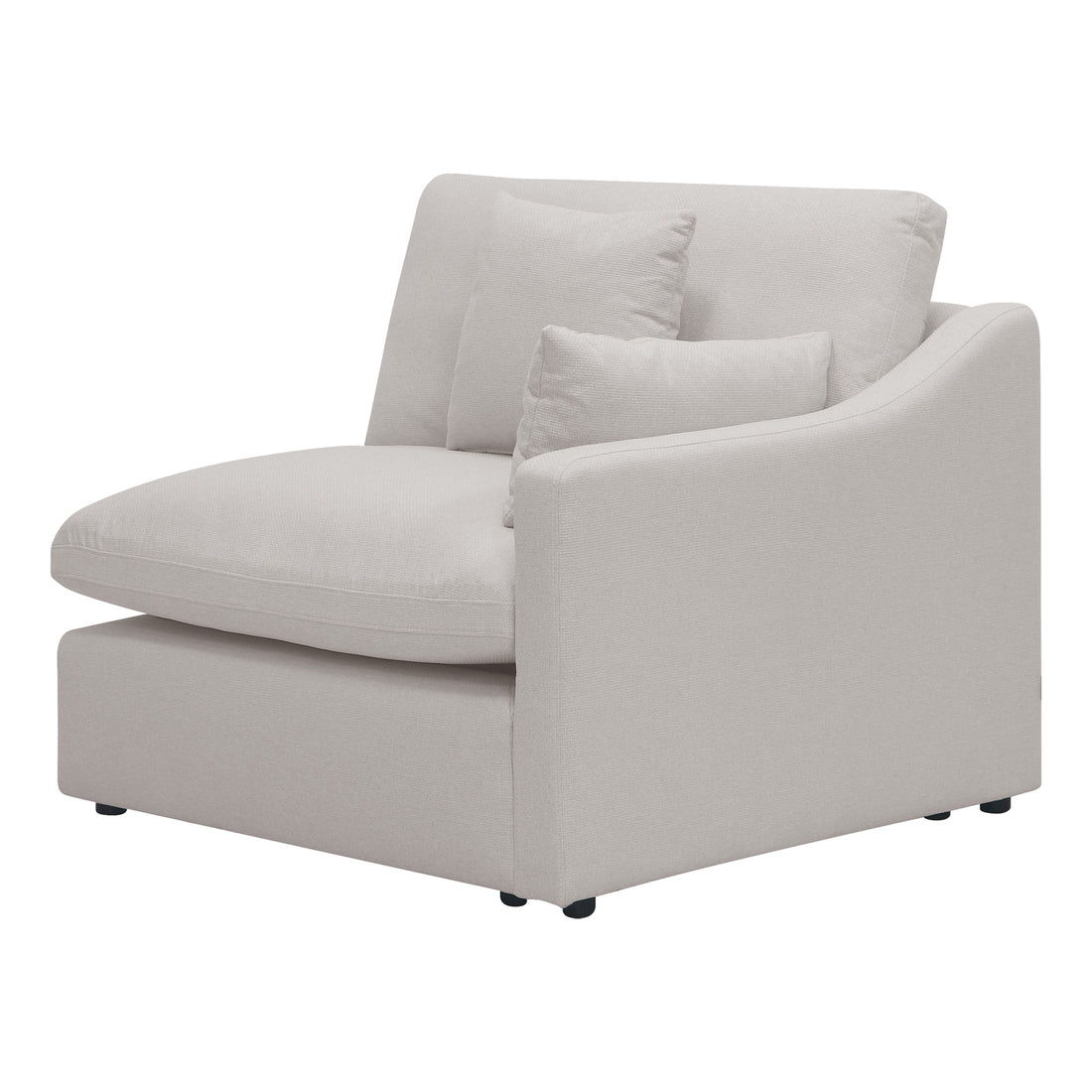 Millie 3-Seater Fabric Modular Sofa - Warm Light Grey, showcasing a spacious, deep-seated design with plush cushions and a sturdy frame. Ideal for modern or classic living room settings.