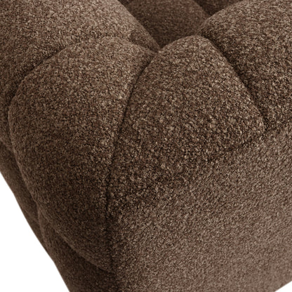 Close-up of the tufted upholstery on the Norah 3 Seater Boucle Sofa in Brown, showcasing its luxurious texture and craftsmanship, perfect for adding sophistication and comfort to your living space.