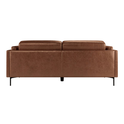Oslo 3 Seater PU Leather Sofa Brown, showcasing its sleek design with sturdy metal legs, PU leather upholstery, and plush cushions, perfect for modern living room settings.