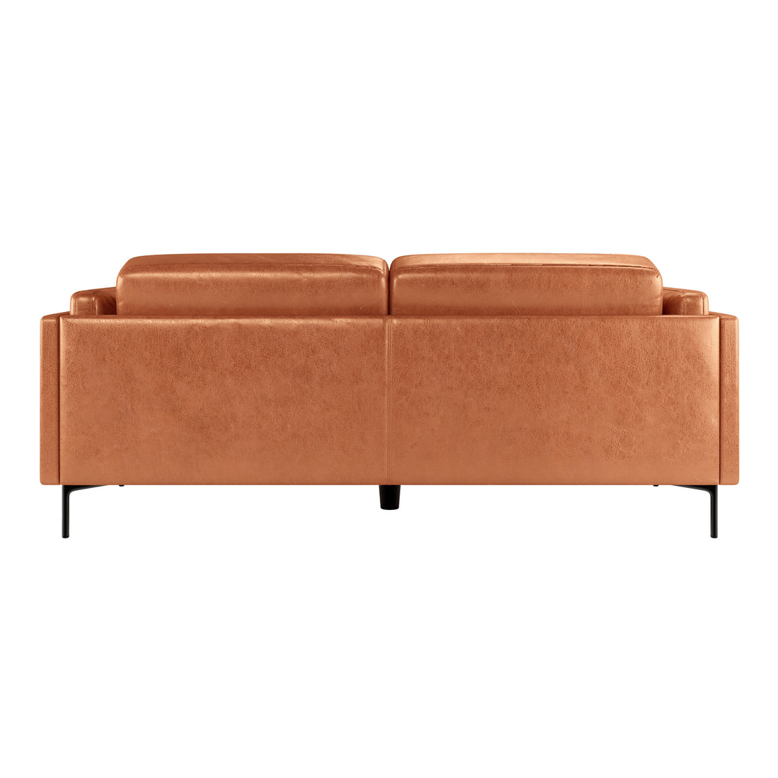 Oslo 3 Seater PU Leather Sofa Mocha with a sleek design, featuring sturdy black metal legs and plush PU leather upholstery, providing a modern and comfortable seating option for any living space.