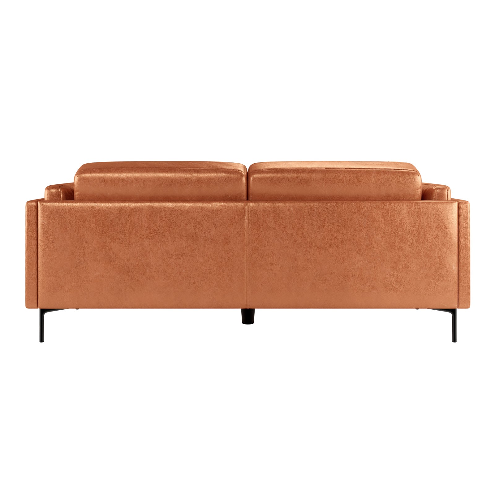 Oslo 3 Seater PU Leather Sofa Mocha with a sleek design, featuring sturdy black metal legs and plush PU leather upholstery, providing a modern and comfortable seating option for any living space.